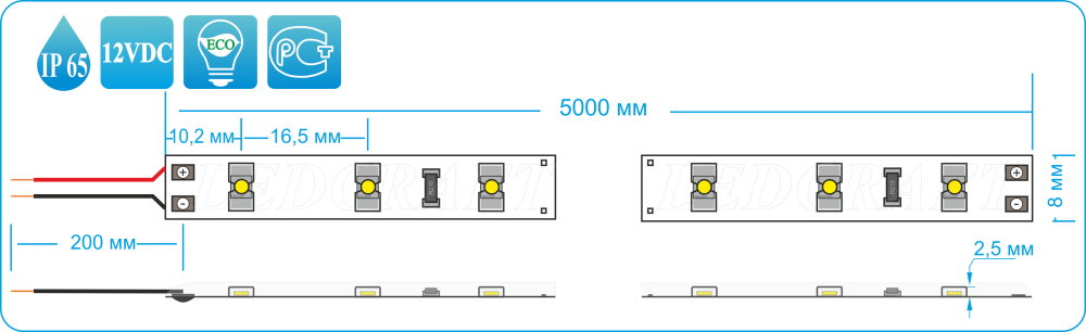 Схема светодиодной ленты LC-3528-W-12BL60