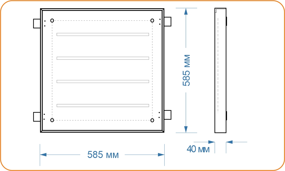 Схема светодиодного офисного светильника  грильято 585*585 мм